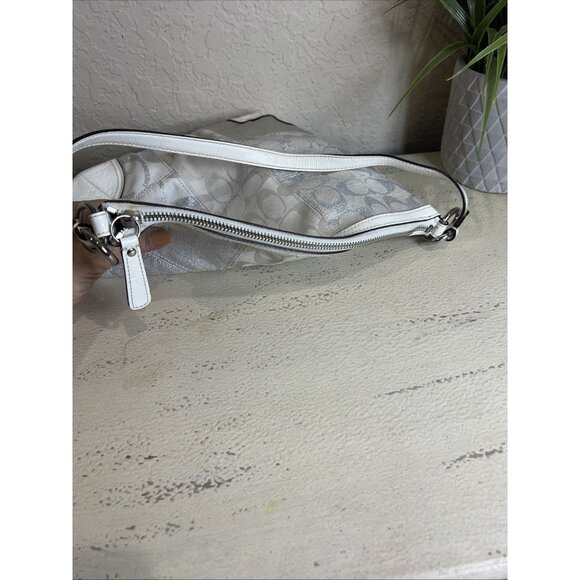 COACH (2008) GRAY WHITE Silver Patchwork Shoulder Hobo BAG 13496 - Picture 9 of 11